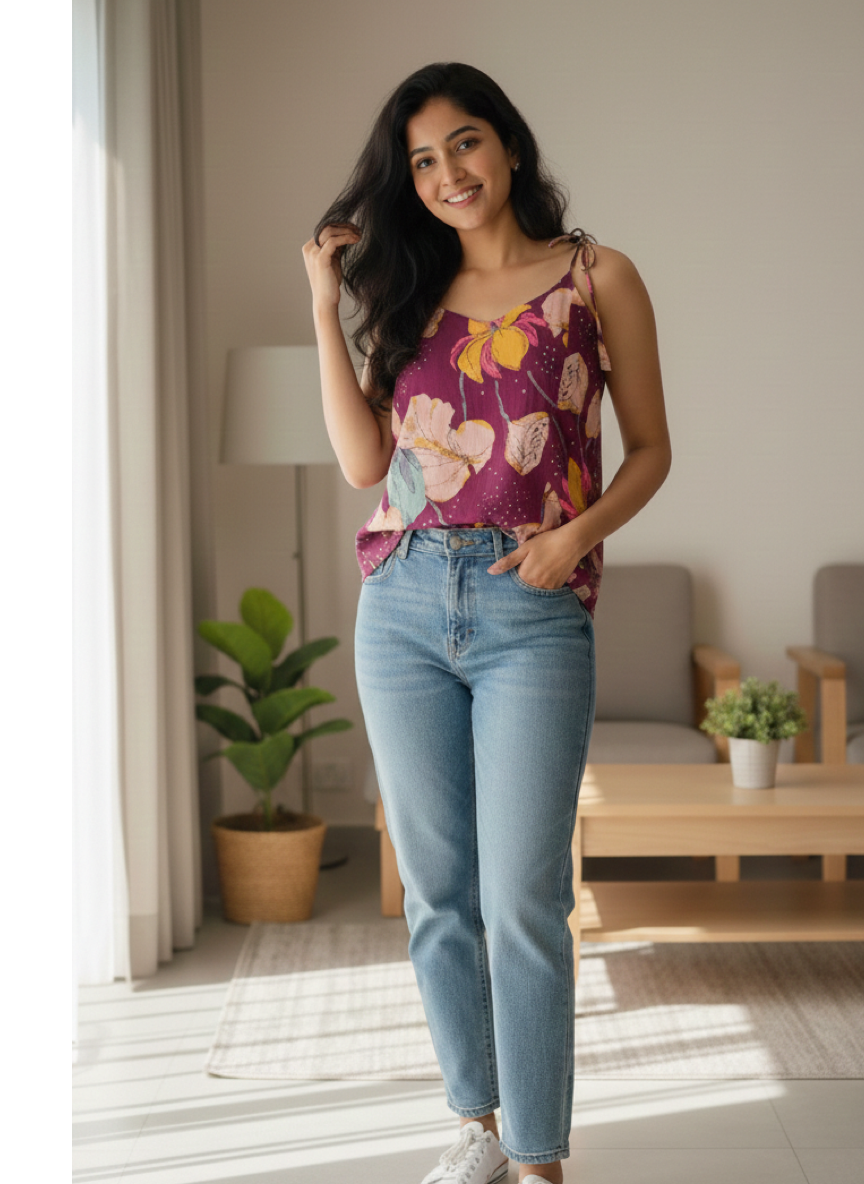 Plum colored spaghetti strap top