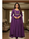 Plum & Gold Zari-Work Anarkali