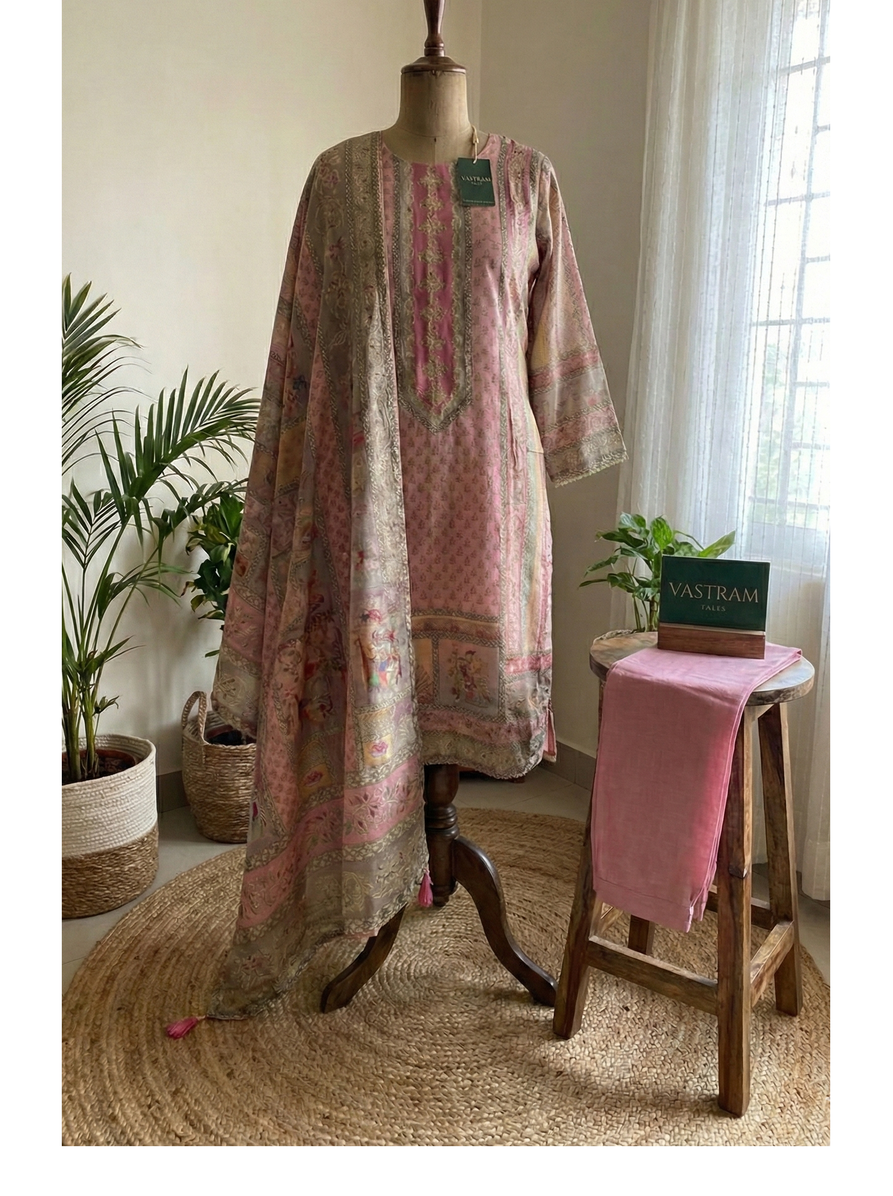 Pink Architectural Print Suit Set