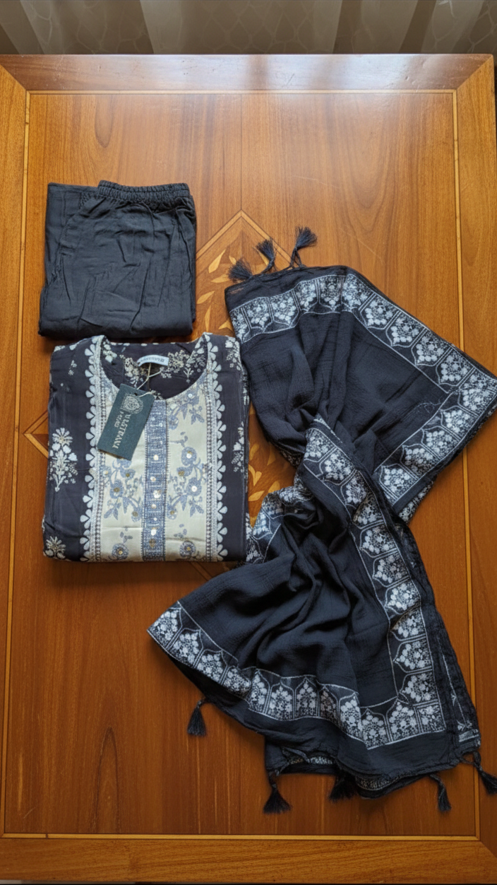 Black Drape Floral Kaftan