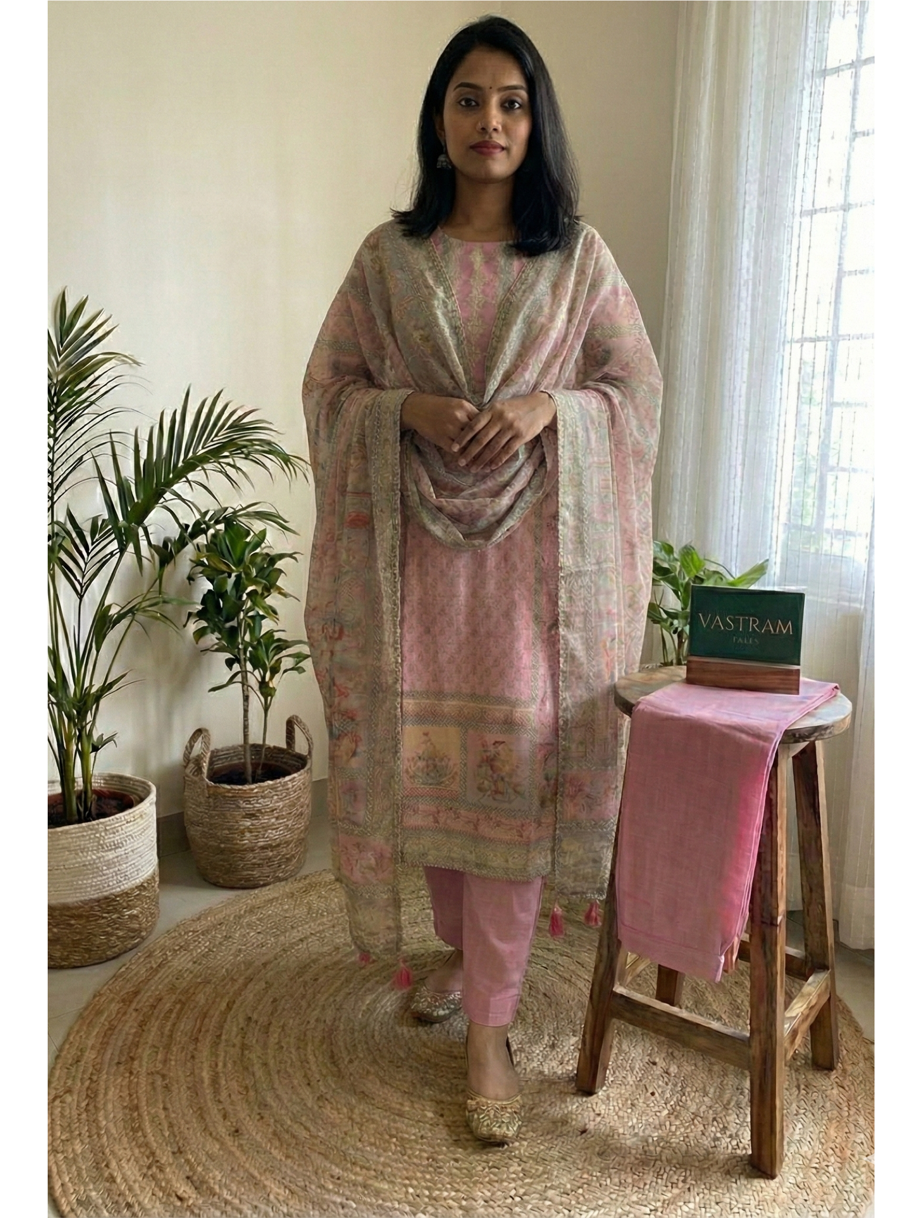 Pink Architectural Print Suit Set