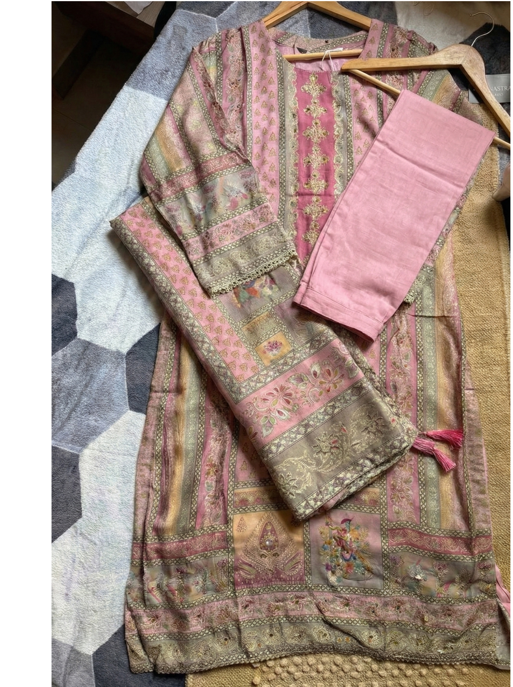 Pink Architectural Print Suit Set