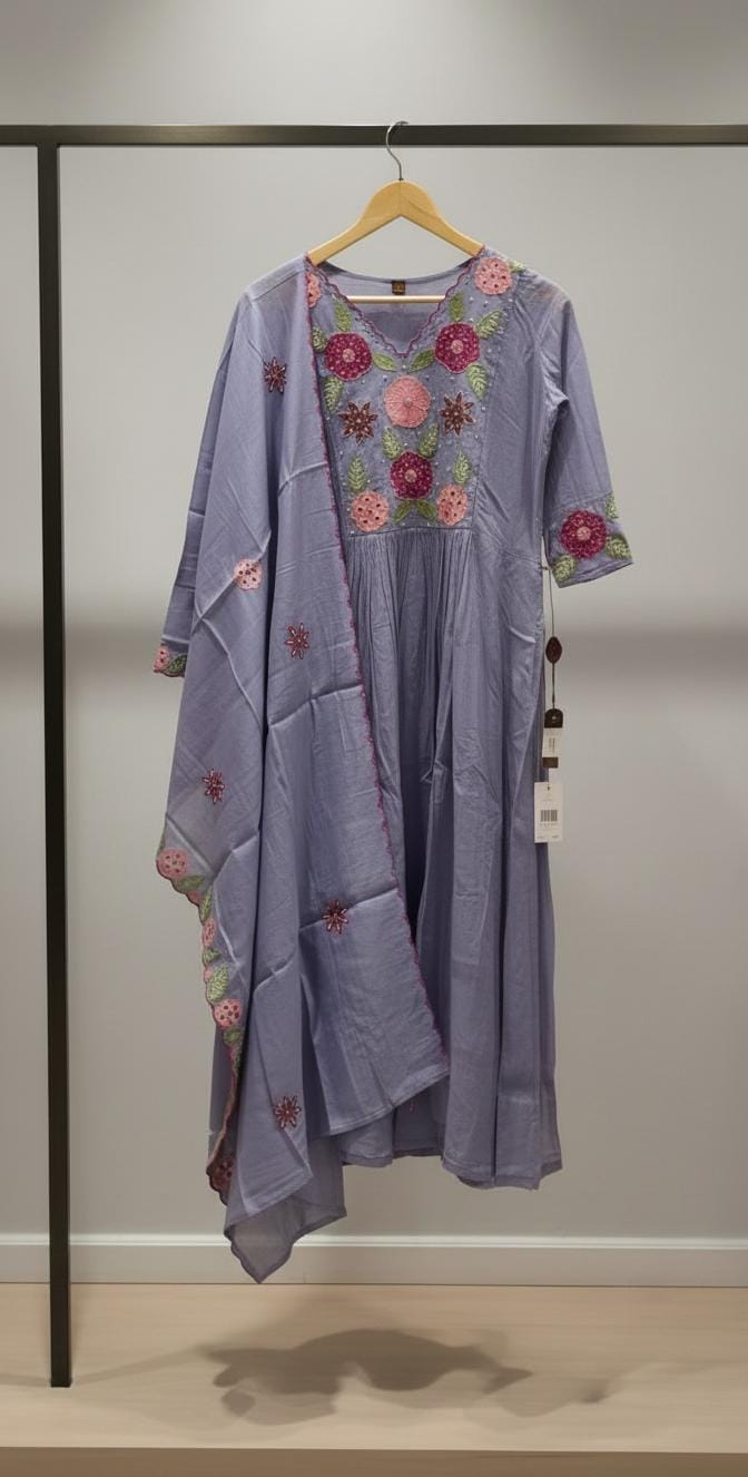 Lilac Phool Kurta Set
