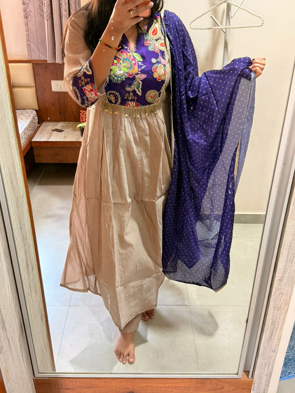 Beige–Neeli Kurta Set