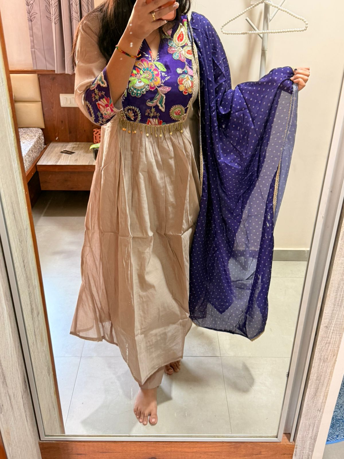 Beige–Neeli Kurta Set