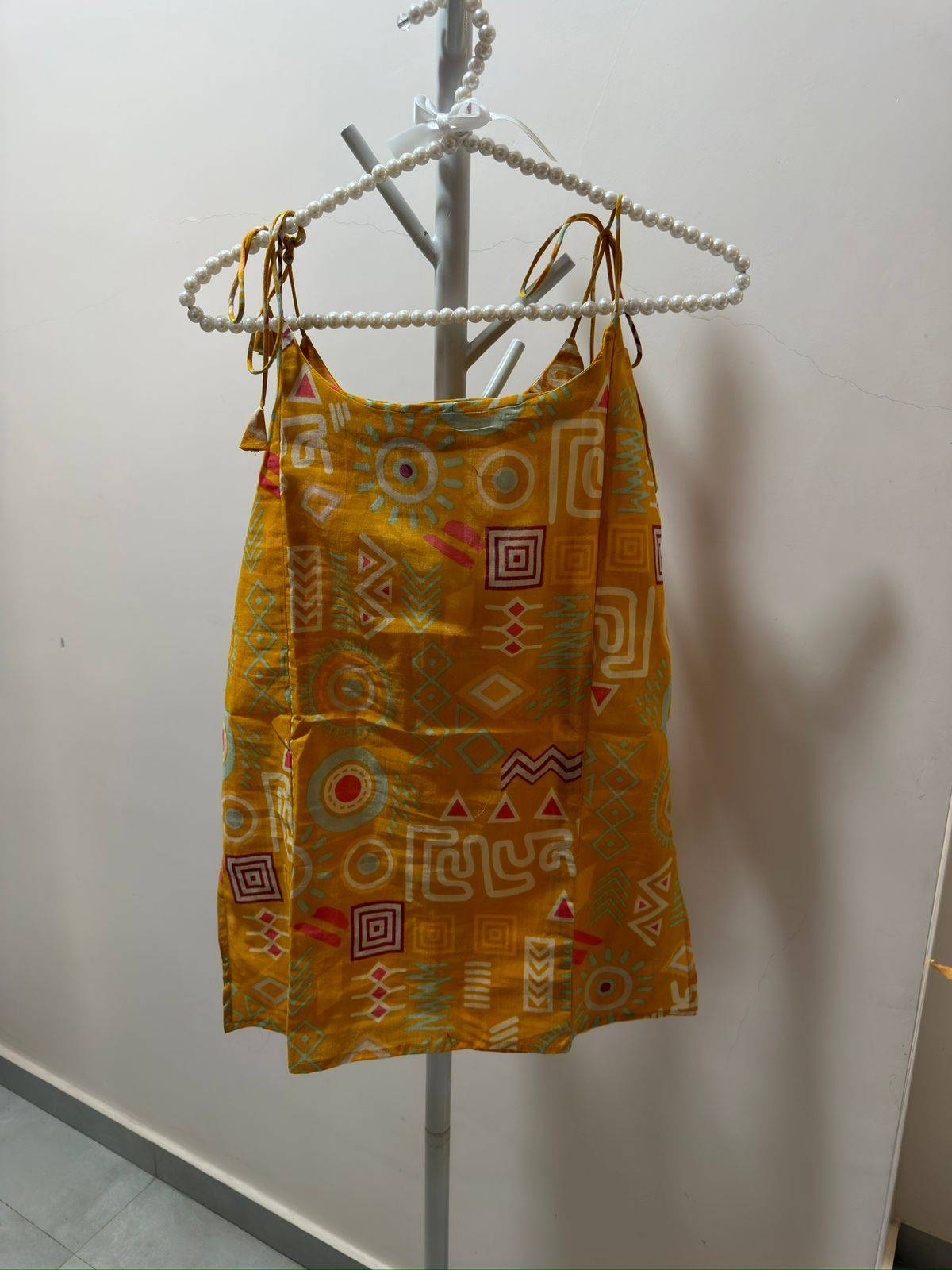 Golden Geometric Breezy Short Top