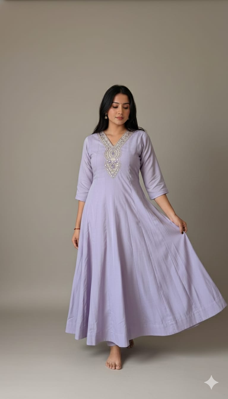 Lavender Noor Embroidered Suit Set