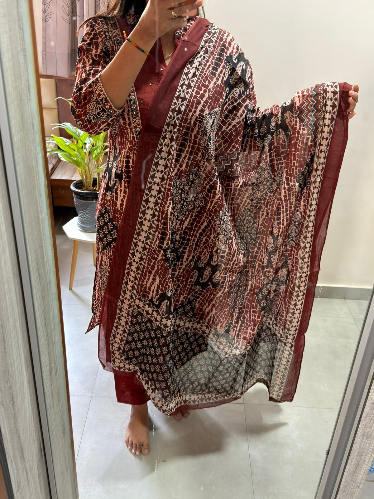 Maroon Heritage Printed Suit Set