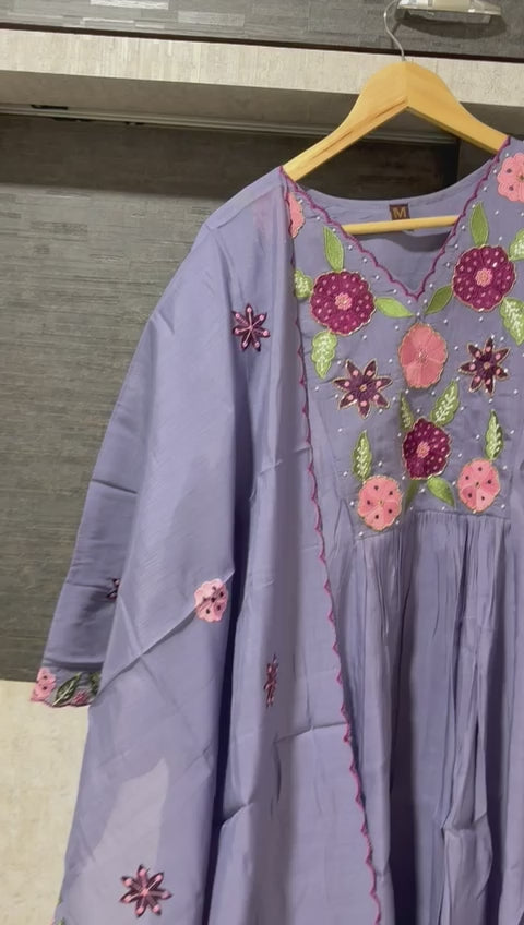 Lilac Phool Kurta Set